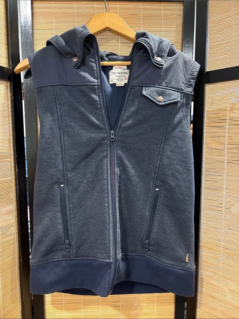 Burton Navy Hooded Zip-Up Vest